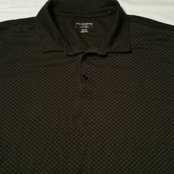 SLIM FIT Short Sleeve 2X XXL Mens BLack SAKS FIFTH AVENUE Polo Shirt